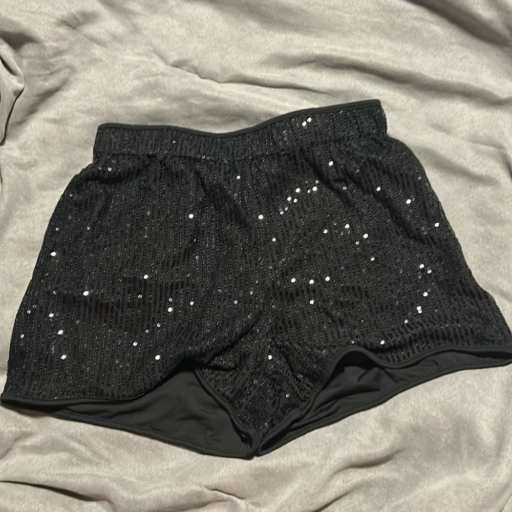 Black sequin shorts
